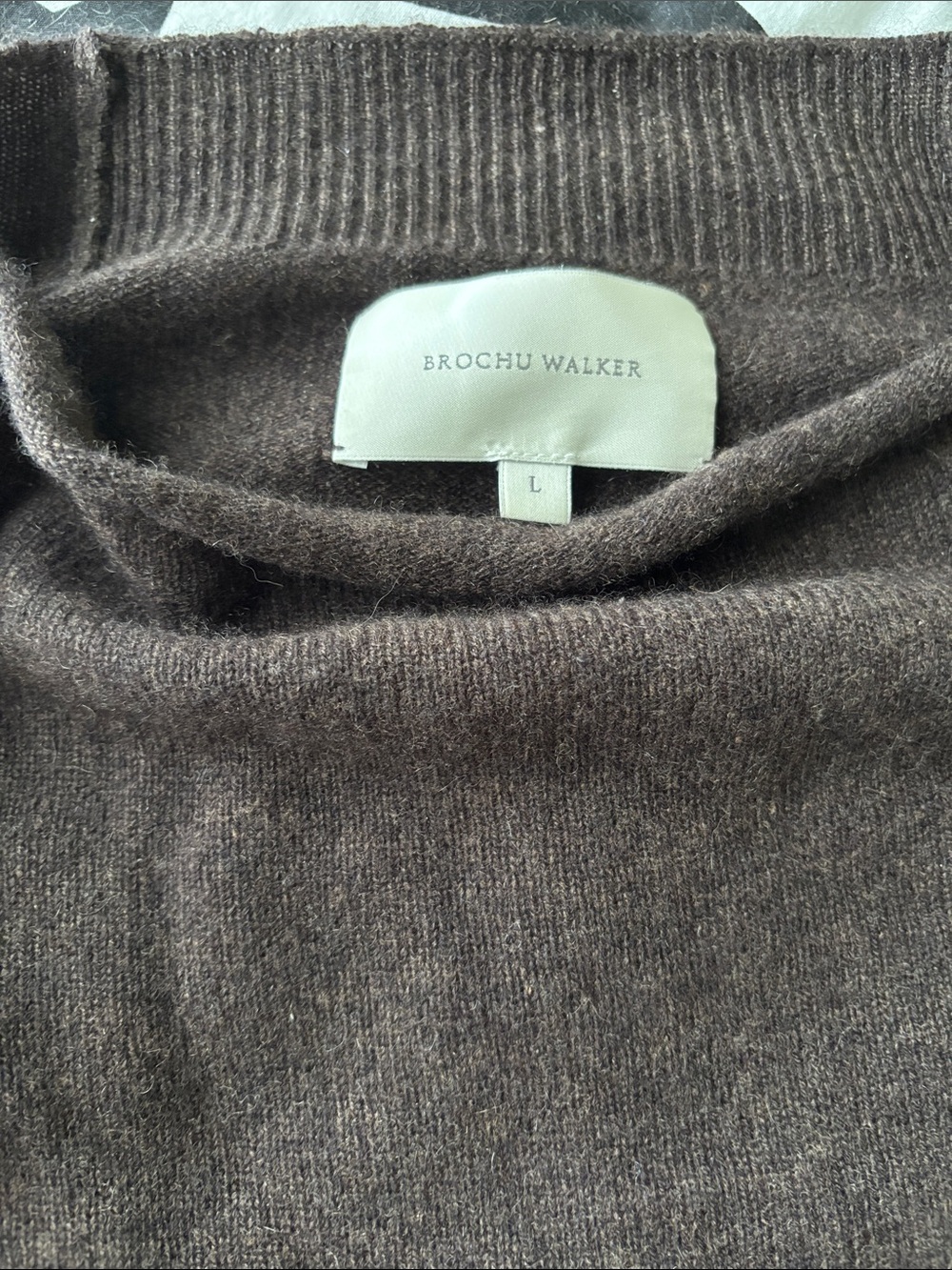 Brochu Walker Off-the-Shoulder  Cashmere Sweater in Dark Brown